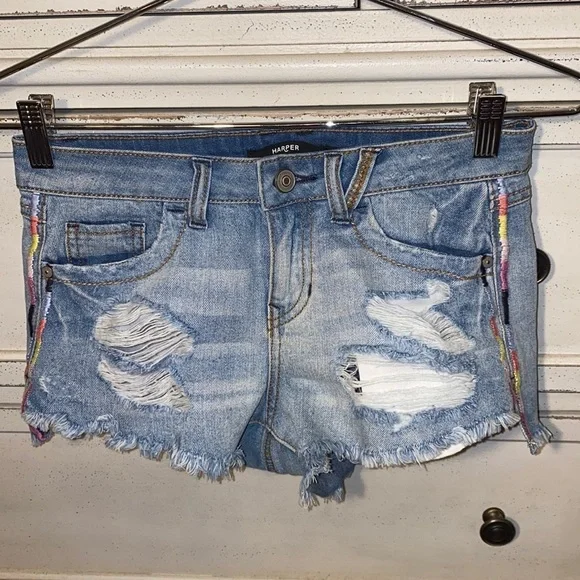 Harper denim cutoff shorts distressed size 26​​ - Picture 3 of 7